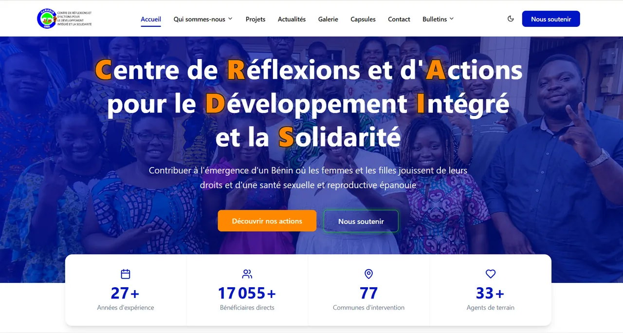 Aperçu du projet Refonte du site CeRADIS ONG